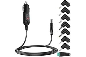 Bouge 12V Universal Car Charger Cable Power Adapter with 8 Connector Tip (5.5x2.5, 4.8x1.7, 4.0x1.7, 4.0*1.35, 3.5x1.35, 3.0*1.1, 2.5x0.7, LED Tip) for DVD Player, GPS, Bluetooth Speakers Power Supply
