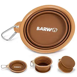 BARWO Collapsible Dog Bowl with Non Skid Suction Base -100% Pure Silicone Foldable Water Bowl, Portable Dog Bowl for Travel, Hiking & Camping 350mL 1 Piece