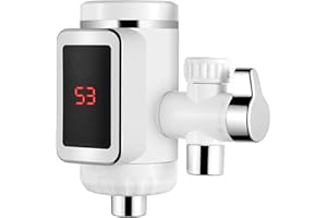 HTYQ Rubinetto per Scaldabagno Senza Installazione con Adattatore, Rubinetto per Riscaldamento Elettrico Istantaneo con Display Digitale, Rubinetto per Acqua Calda Senza Serbatoio da Cucina