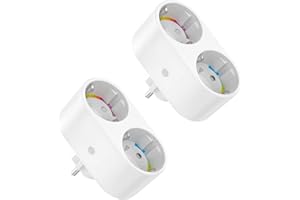 GHome Smart Enchufe Inteligente Wifi, Enchufe Alexa, Wifi Enchufe 2 en 1, Medición de Consumo de Energía con Mando a Distancia, Temporizador, Funciona con Alexa Google Home, solo 2,4 GHz WiFi, 2 Packs
