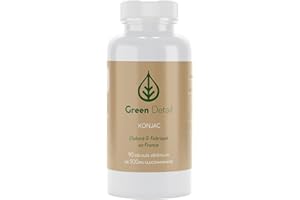 GREEN DETAIL Konjac de qualité supérieur fabriqué en France - 90 gélules végétales - 3000mg de glucomannane - Aide au contrôle du poids dans le cadre d'un régime hypocalorique