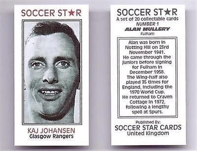 SOCCER STAR - Glasgow Rangers KAJ JOHANSEN collectable football trade card
