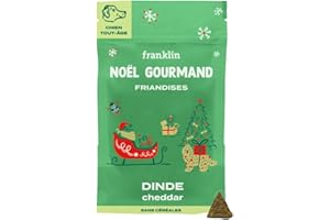 FRANKLIN – Friandises pour Chien - Snack Dinde et Cheddar – Edition Noel – Peu calorique – Riche en Protéines et Vitamines – Digestion Facile – Tout Âge – 100 g