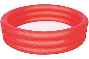 HEZVIC Red Inflatable Paddling Swimming Pool 3Ring 25cm High and 102cm Wide. Indoor and Outdoor Garden Pool. Suitable for Kids and Adults.