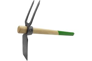 Acan Tradineur - Azada con 2 Picos y Mango de Madera, Cabezal con Borde Afilado, diseño Templado y Forjado, 450 g, Ideal para Agricultura y jardinería, fácil manejo - 40 cm