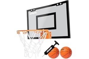 ‎VIRTUFIT VirtuFit Pro Mini Basketballbrett mit 2 Bällen und Pumpe - Schwarz und Weiß - Basketballkorb