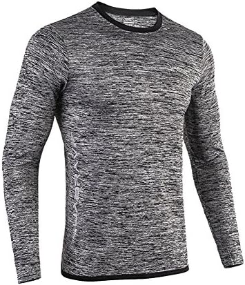 ZiXing Men's Sport Running Training Long Sleeve Breathable Quick Dry Top T-Shirt Grey Small