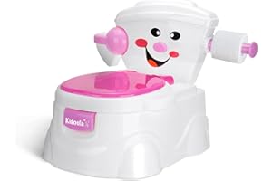 KIDOOLA Siège de toilette d'apprentissage de la propreté rose | Siège de toilette avec protection anti-éclaboussures, moyen amusant d'améliorer le développement de votre enfant | Portable