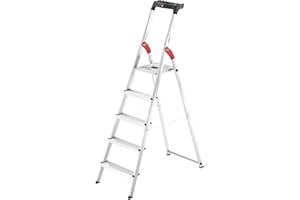 ‎HAILO Hailo Stehleiter StandardLine 5 Stufen, belastbar bis 150 kg, mittelgroße Leiter aus Aluminium mit Ablage & Stabiler Holmführung, klappbare Aluleiter rostfrei, Aktuelles Modell L60, Made in Germany