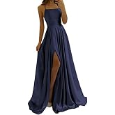 Elegant Dresses Women's Elegant Long Ball Dresses Satin A-line Wedding Dress Evening Dresses Sexy Halterneck Spaghetti Wedding Dress Dresses Long Princess Bridesmaid Dress Party Dress