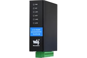 Waveshare 2-Ch RS485 To RJ45 Ethernet Serial Server, Dual Channel RS485 Independent Operation, 2x Ethernet Ports, Rail-Mount Industrial Isolated Serial Module, Bi-Directional Transparent Transmission