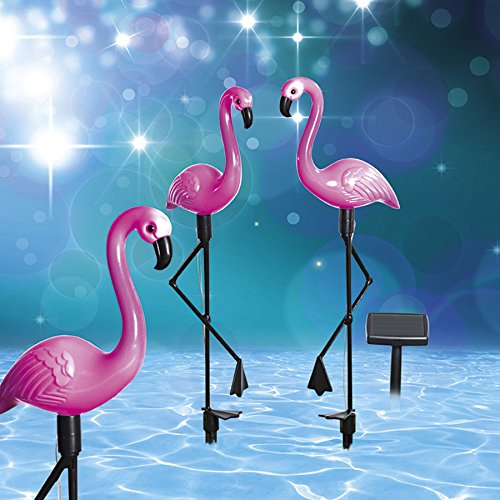 TV Unser Original EASYmaxx LED Solar-Zauber Flamingos, Pink 3-er-Set ( Solar-Leuchte für Garten, Parzelle und mehr) - 3