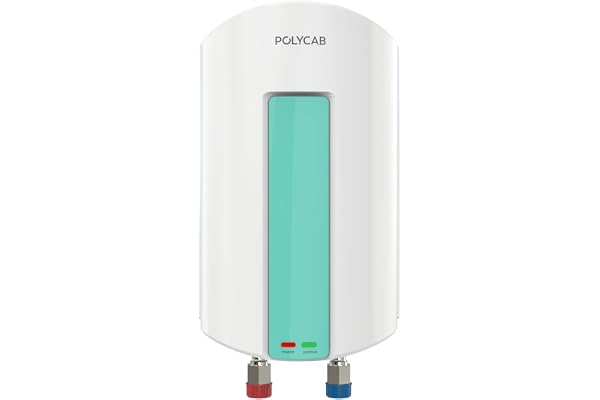 POLYCAB Intenso 3 litre, 3 KW Electric Instant Geyser (Water Heater) For Home & Kitchen Efficient Heating Element Enhanced Safety Measures 5 years tank & 2 years product warranty White