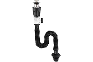 Kit de desagüe fregadero Hibbent, Desagüe de lavabo universal Pop Up Click Clack con tubo flexible de desagüe, valvula desague lavabo resistente a insectos y olores
