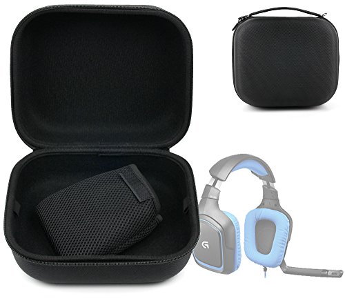 examen Etui coque noir pour Logitech G430, G230 et G35 Micro-Casque Gaming - taille XL + anse de transport
