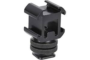 TOPIKY Adaptador de montaje de tres zapatas de frío y caliente, 1/4 '' de doble capa con montaje de tornillo Monitor de cámara Micrófono Flash Soporte de montaje de zapata para varias cámaras