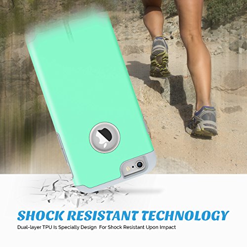 iPhone 6 Case, ULAK iPhone 6S Case Dual Layer Shockproof [Drop Protection] Slim Hybrid Impact Skin Case Cover for Apple iPhone 6 6S (4.7 Inch) (Turquoise/Grey)