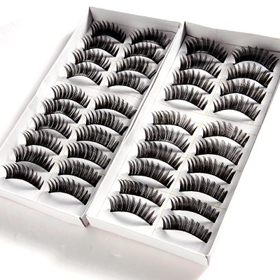20 pares de pestañas postizas, Densas, Largas, negras, para maquillaje de ojos