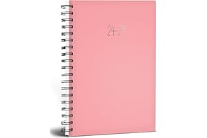 QUICKDRAW Academic Diary 2024-2025 A5 Week to View Mid Year Spiral Bound Pastel Colours Student Planner Casebound Organiser (Pink)