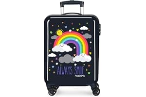 MOVOM Enso Arcoiris Always Smile Valise Trolley Cabine Bleu 38x55x20 cms Rigide ABS Serrure à combinaison 35L 2,3Kgs 4 roues Bagage à main