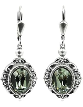 Vintage Ohrringe mit Kristallen von Swarovski® Grau - Silber Black Diamond - NOBEL SCHMUCK