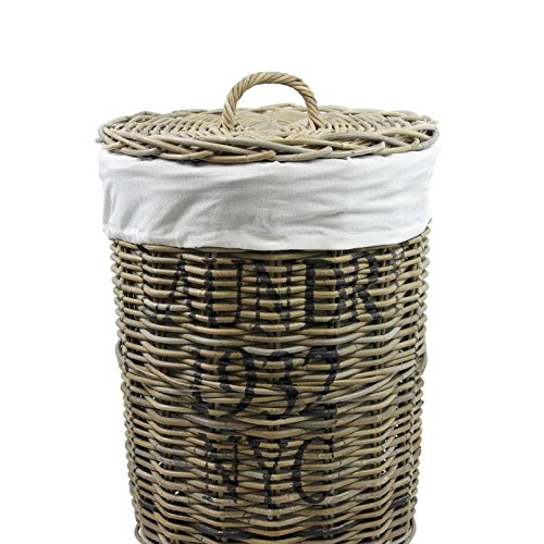 Wäschebox Wäschetruhe Wäschekorb Wäschesortierer Wäschekiste Wäschesammler Wäschetonne Truhe Kiste Aufbewahrungsbox Ø40x60cm mit Deckel in Rattan - 2