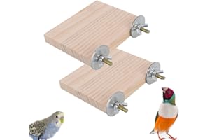 Esforzarse Piattaforma per Uccelli 2 Pezzi, Piattaforma in legno per Uccelli, Accessori per Gabbie per Pappagalli, Per Pappagalli, Criceti, Gerbilli, Piccoli Animali,(Rettangolare, 15X8cm)