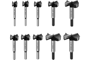 ASNOMY 10 szt. zestaw wierteł Forstner z węglików spiekanych 5/8"-2-1/8" wiertła Forstner do twardego drewna, zestaw otwornic do obróbki drewna, zestawy narzędzi do obróbki drewna i sklejki z tworzywa sztucznego