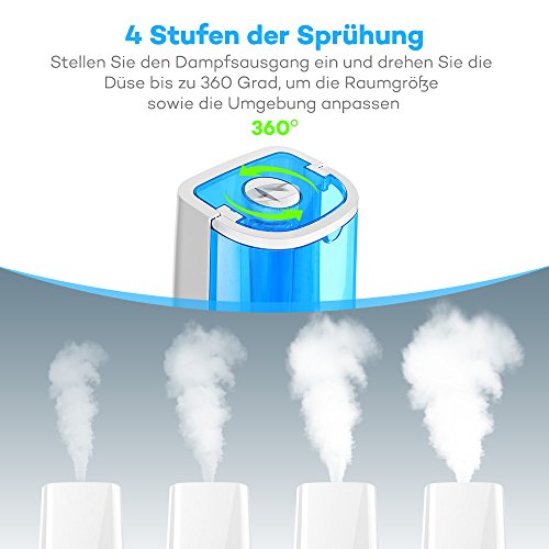 Luftbefeuchter TaoTronics Ultraschall 5L, LED-Anzeige, Verstellbare Sprühung, 360 Grad drehbare Düse, Zeitschaltuhr - 3