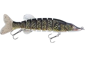 FISHZONE HAWKRIDGE Clone Dynamic Pike Lures Range Fishing Lure - 4.7 to 8 Inch Artificial Imitation Multi Jointed Hard Bait For Large Fighting Predator Fish Carbon Double Trebles (Classic Pike, 8 Inch / 66g)