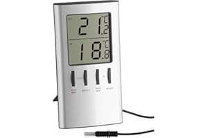 TFA DOSTMANN TFA 30.1027 Digital Indoor/Outdoor Thermometer with Maximum and Minimum Function - Silver Metallic