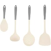 4 Pieces Kitchen Utensils, Silicone Kitchen Spoon, Silicone Spoon, Kitchen Skimmer, Kitchen Ladles for Stirring, Straining an