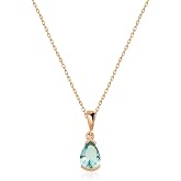 NEREZE 925 Carat Drop Aquamarine Stone Women's Silver Necklace