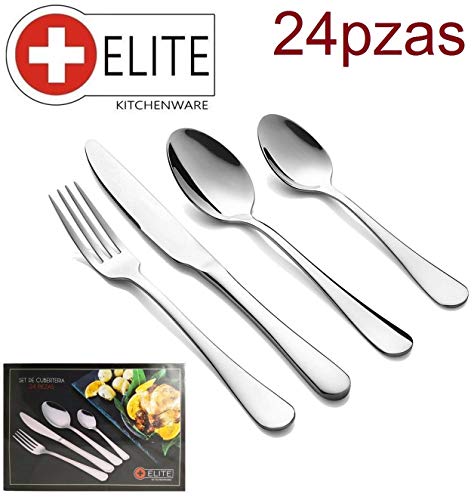 Set de cubiertos 24 Pzas cubertería en acero inoxidable tenedor cuchillo cuchara