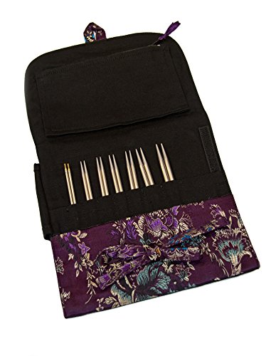 HiyaHiya 5-Inch Small Stainless Steel Standard Interchangeable Needle Set in Assorted Case Color and Brocade Designs