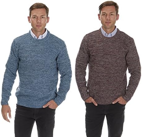 Mens Tri-Marl Sweater Jumper Crew Neck Knitwear Winter Warm Thick URBAN REVIVAL