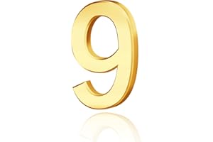 CODIROM 3D Mailbox Numbers 0-9 House Door Self-adhesive Stickers For Apartment Hotel Street Room Address (Gold) (9)