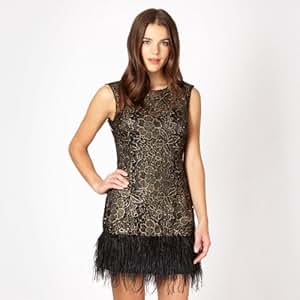 Lipsy VIP black feather hem lace dress-12: Amazon.co.uk: Kitchen & Home