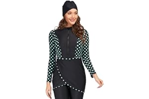 EOTCT Muslimischer Badeanzug für Damen, 3-teilig, langärmelig, islamischer Badeanzug, Arabisch, Badeanzug, Hijab Burkini im BH integriert, vollständige Abdeckung