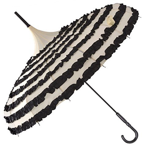 Preisvergleich Produktbild Outgeek, kreative Damen Lace Blumen-Pagode-förmigen Führungsholm Sunproof Regenschirm Sonnenschirm