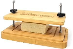 joeji's Kitchen Bamboo Tofu Press Set With Strainer & Drainer Drip Tray - Wood Tofu Kit - Improve Texture and Flavour - Eco Friendly
