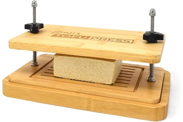 Joeji's Kitchen Bambu Tofu pressset - med bottenpanel och topppanel Tofu presser - trä enkel dropp Tofu kit