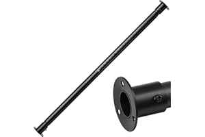 FLY HAWK Barra para Armario Extensible, 43-139cm barra para Colgar Ropa con Base Redonda Ajustable de Acero Inoxidable para Armario de Dormitorio/Negro Mate