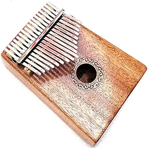 musoo 17 Keys Kalimba Thumb Piano Solid Mahogany Body with Learning Book, Tune Hammer, Cloth Bag, Sticker, Bilingual Instruction (Natural)