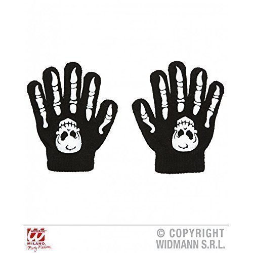 Preisvergleich Produktbild Lively Moments Handschuhe / Kinderhandschuhe / Halloweenhandschuhe / Skeletthandschuhe mit Knochendruck und Totenkopf für Kinder