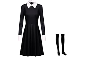 YIGOO Wednesday Addams Costume da donna e ragazza, stile karnivale, kosplay, abito gotico, uniforme per bambini, Nevermore Academy Halloween