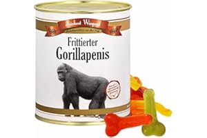 ‎4YOUDESIGN 4you Design | Gorilla Willis frittiert Feines aus der Dose – lustiges Geschenk für Männer & Frauen – Geschenkidee für Erwachsene zum Geburtstag, Weihnachten – Willis Fruchtgummis – 200g Gorillapenis
