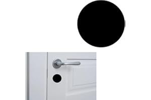 YAZANY Key Hole Cover Plate, 2Pcs Repair Escutcheon Door Lock Cover Door Plate, Blank Self Adhesive Fix Satin Stainless Steel with Black PU Waterproofing 35mm Diameter