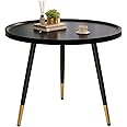 SAYGOER Black Coffee Table Small Round SideTable Unique Modern Center Table for Living Room Home Office Balcony Simple Circle Accent Sofa Table Easy Assembly, Black