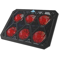 VOXON Support refroidissant pour Portable Double Port USB & 6 Ventilateurs Silencieux, Support refroidissant transportable et réglable pour Ordinateurs Portables 12 à 19 Pouces
